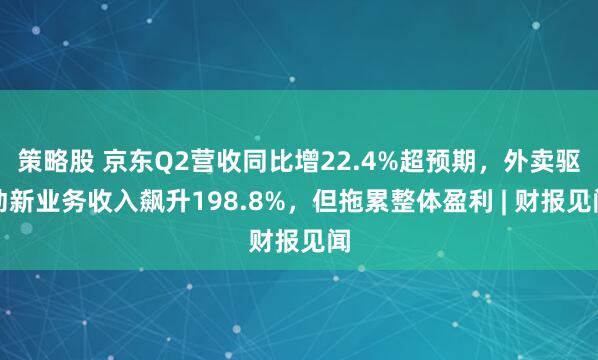 策略股 京东Q2营收同比增22.4%超预期，外卖驱动新业务收入飙升198.8%，但拖累整体盈利 | 财报见闻